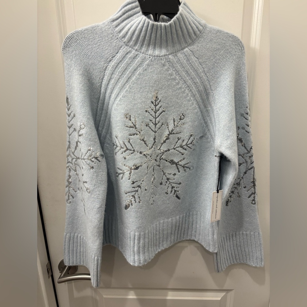 NWT cupcakes & cashmere Light Blue Cowl Neck Sweater -XS